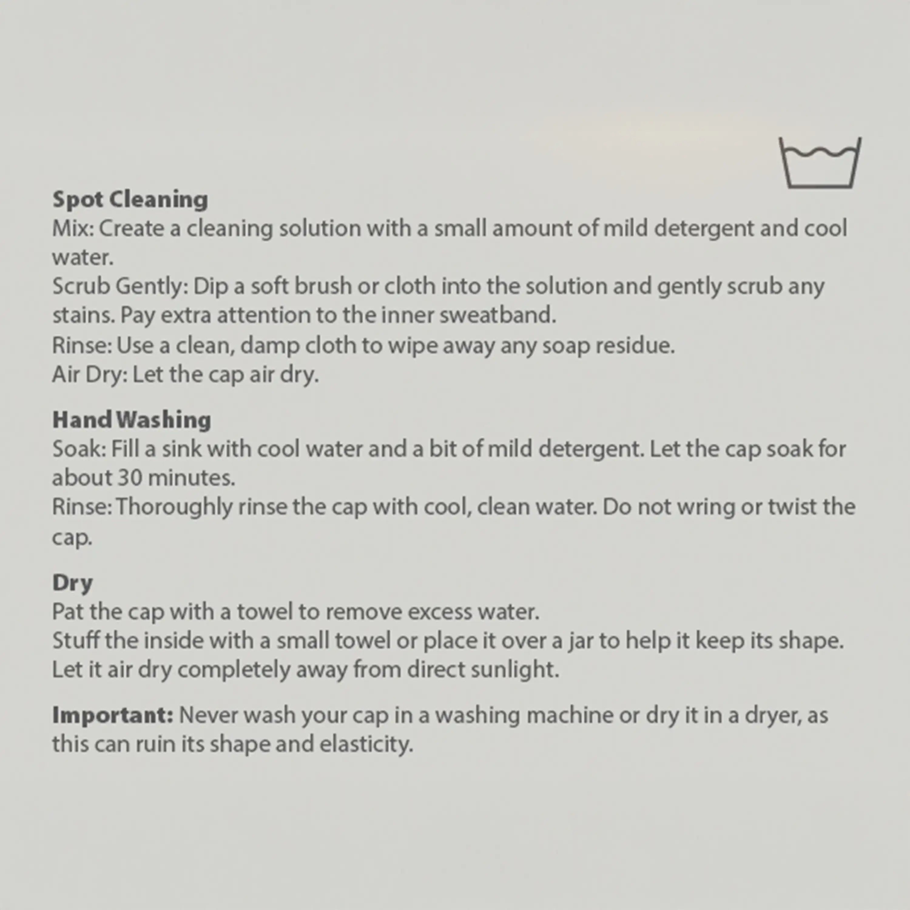 Instructions for cleaning a cap on a white background